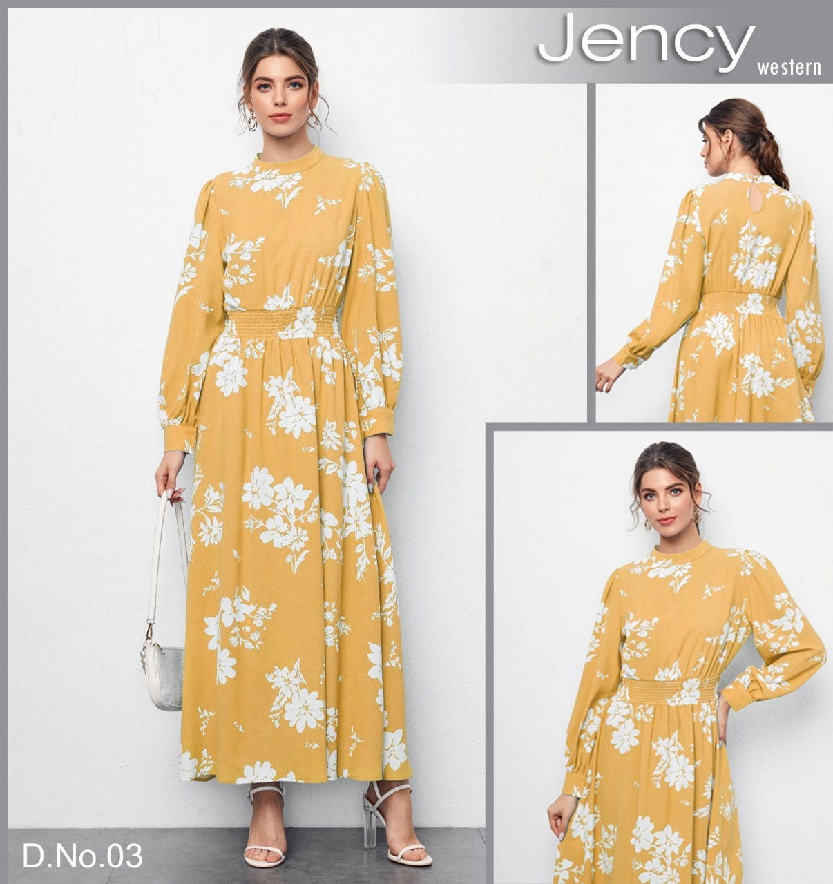 Jency Arya Elastic work Poly Rayon Ladies One Piece Western Wholesale Online